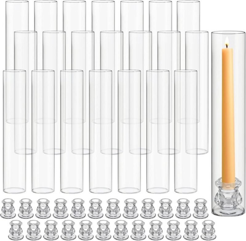 24 Set Glass Hurricane Candle Holders